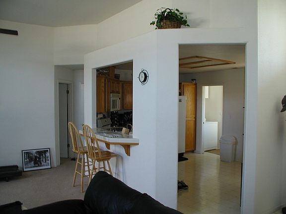 kitchen and bar area