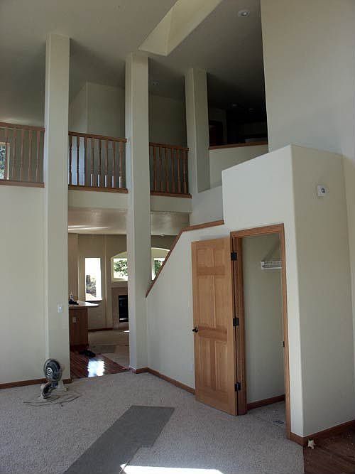 Vaulted ceiling in living room