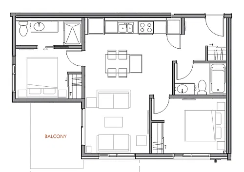 Floor plan titanium 2 Bed 2 Bath