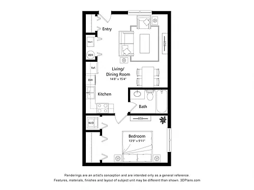 Floor plan Arden Studio 1B