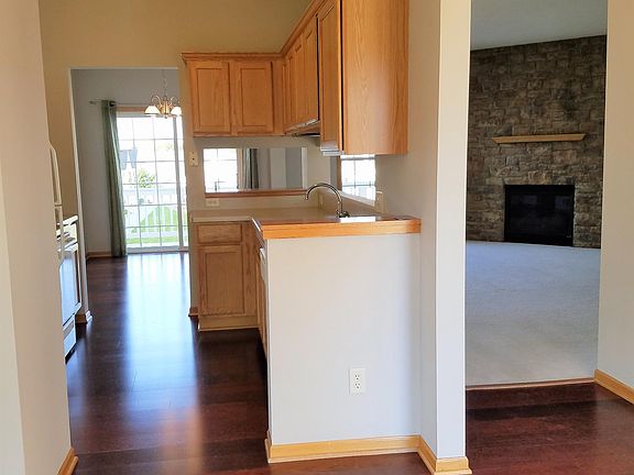 View of main level from bay windows in kitchen
