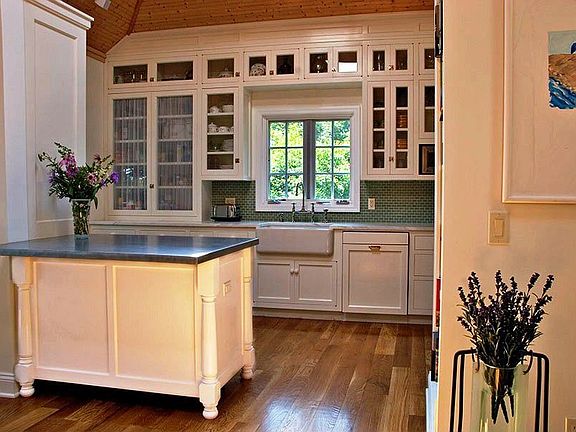 View of zinc counter and kitchen window