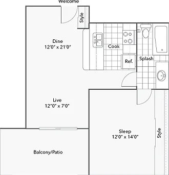 1BR x 1BA with West or East View 1BR x 1BA with West or East View