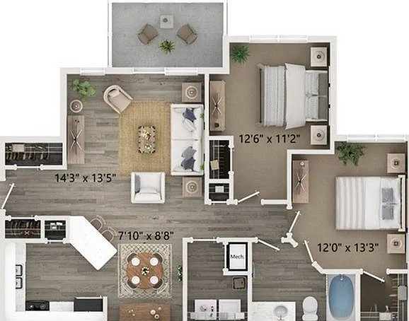 B1 Two Bedroom Floor Plan B1 Two Bedroom Floor Plan