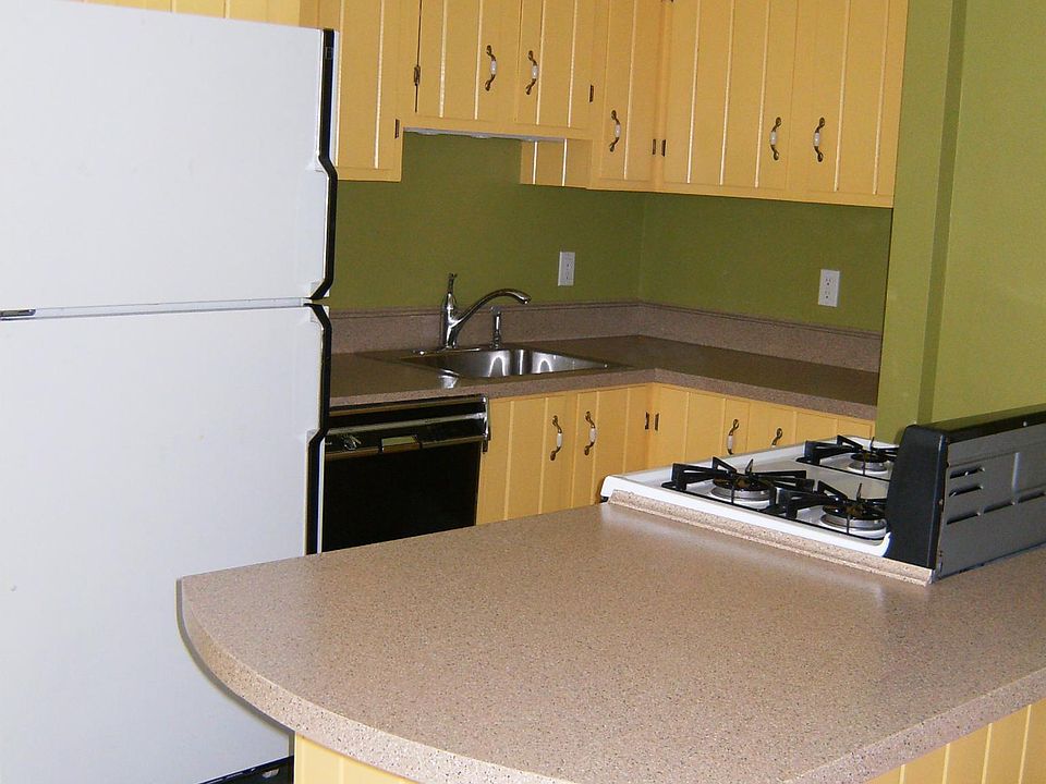 Close-up of remodeled kitchen, stove replaced with modern gas flat top insert.