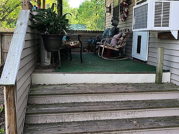 Backyard deck with chimney
