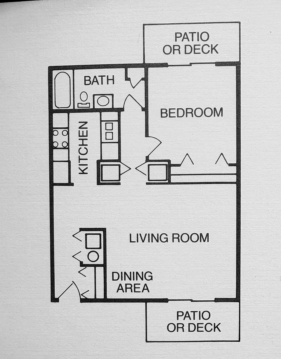 Floor plan 1 Bedroom - Updated Kitchen