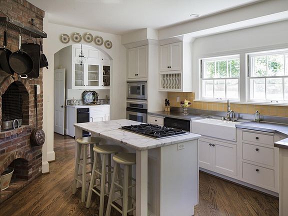 Exposed brick in kitchen