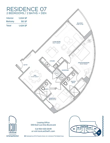 Floor plan 2X2Den