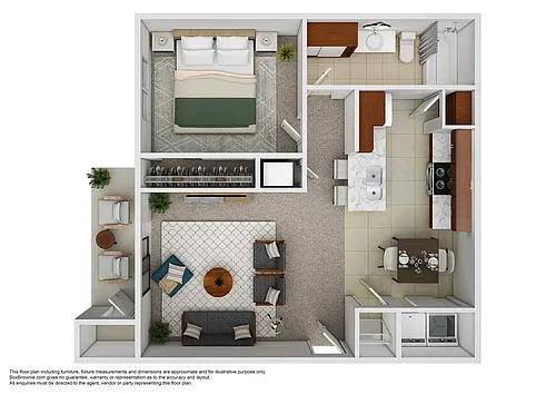 Floor plan 1 Bedroom, 1 Bathroom