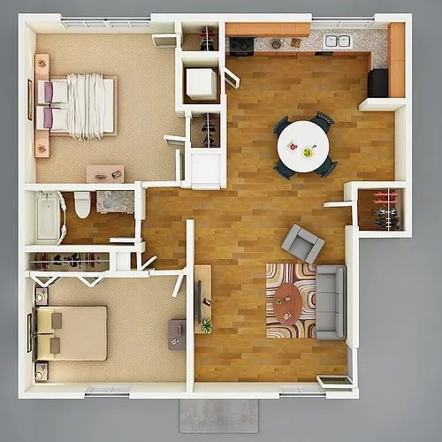 Floor plan 2 Bedroom, 1 Bathroom