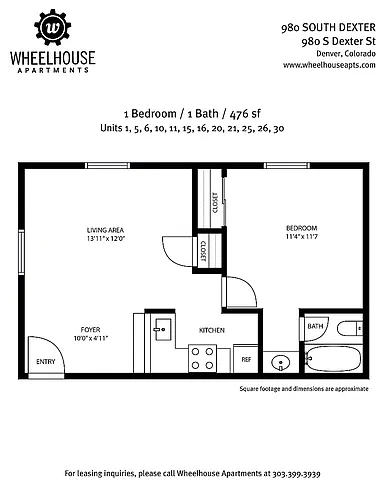 Floor plan 1 Bedroom Unit