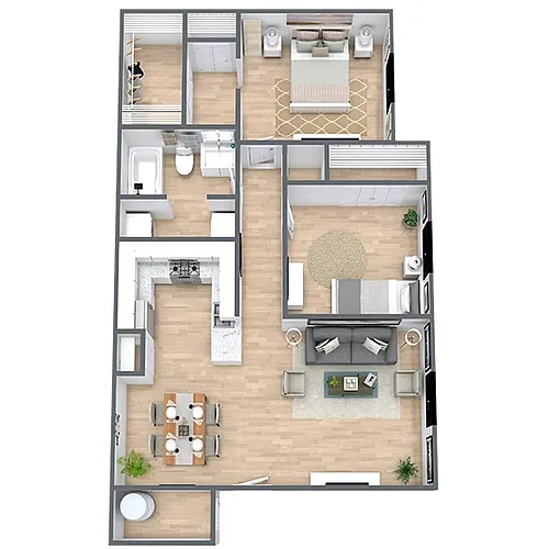 Floor plan B1: 2 Bed 1 Bath