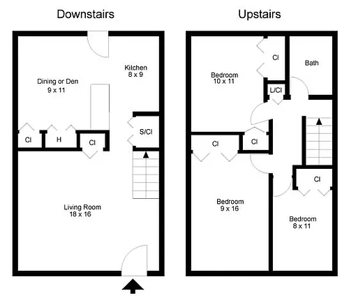 Floor plan 3 Bed 1 Bath