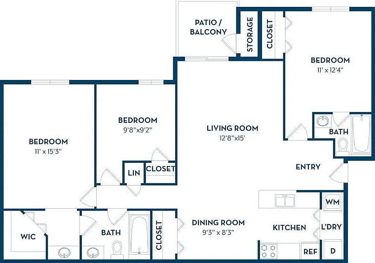 3 Bedroom | 2 Bath | 1129 SF 3 Bedroom | 2 Bath | 1129 SF
