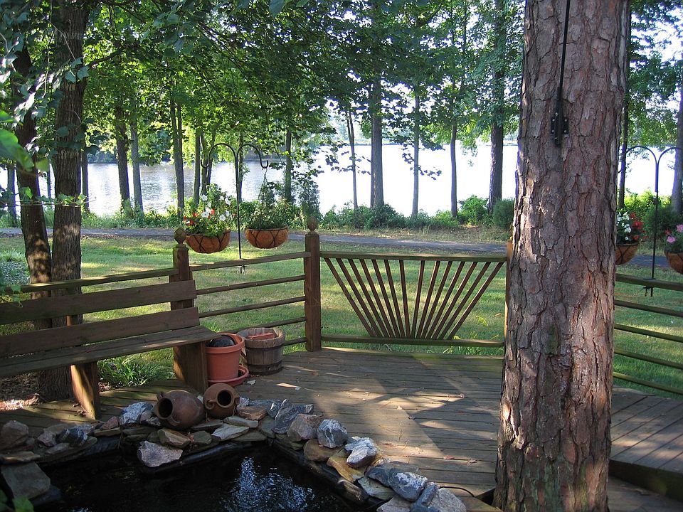 View of water from deck by the koi pond
