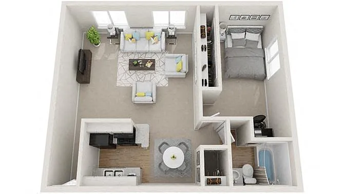 Floor plan One Bedroom One Bath A