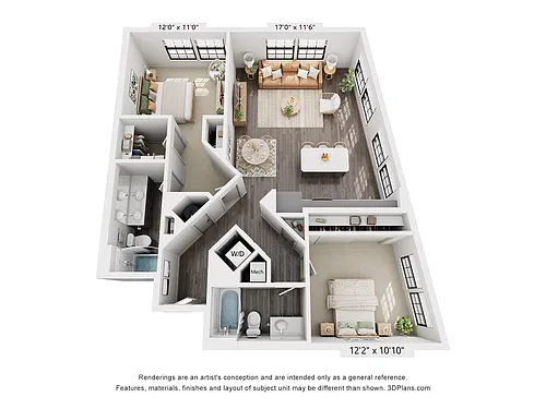 Floor plan 2-Bedroom 2-Bathroom | 1,146 sqft
