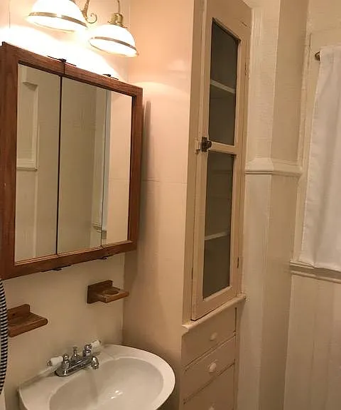 Large bathroom with storage