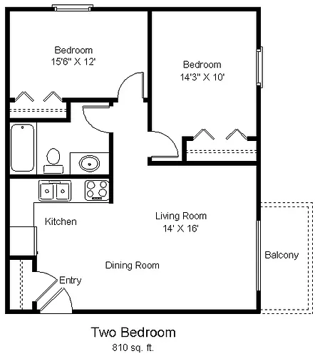 Floor plan Renovated 2 Bedroom (s F)