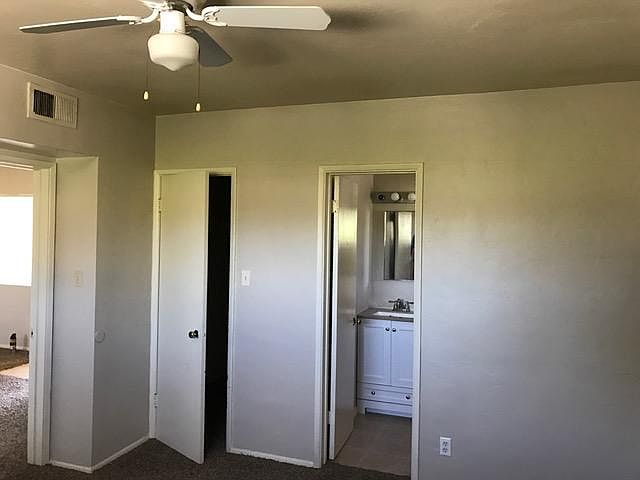 Bedroom looking at bath and closet