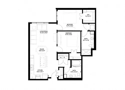 Floor plan Two Bedroom - E