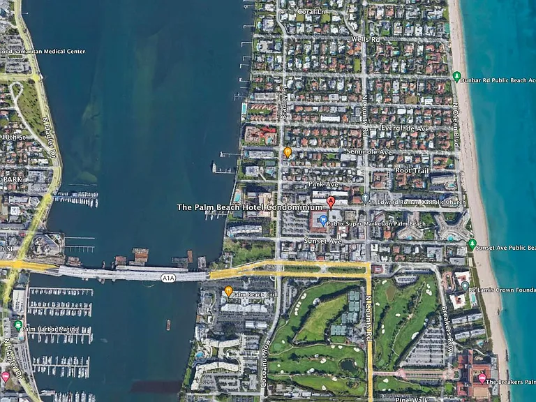 aerial view of proximity of inter coastal and ocean