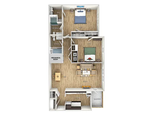 Floor plan Two Bedroom, Two Bath (small)