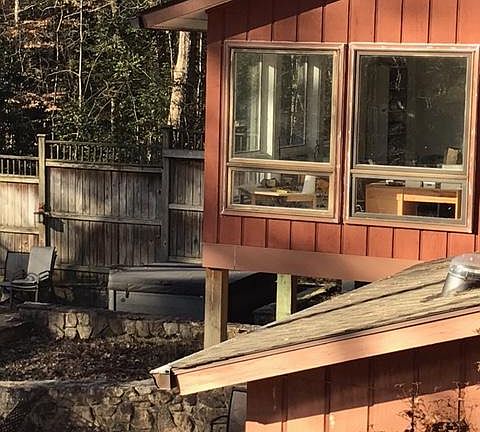 The studio looks out over the side and back yards.