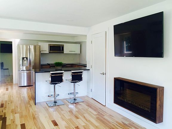 Living room kitchen fireplace