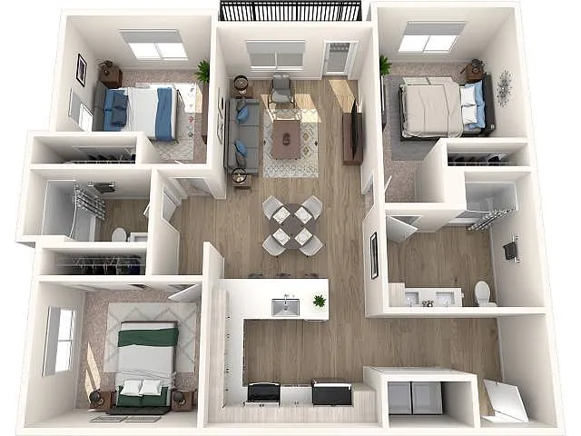 Floor plan 3x2 Bedroom D2-A