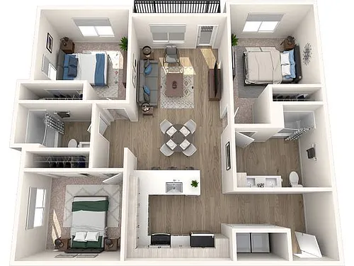 Floor plan 3x2 Bedroom D2-A
