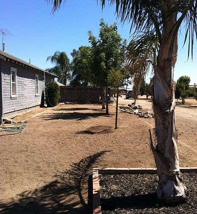 WEST SIDE OF THE HOUSE. WORK BEING DONE ON THE SURROUNDING LANDSCAPE.