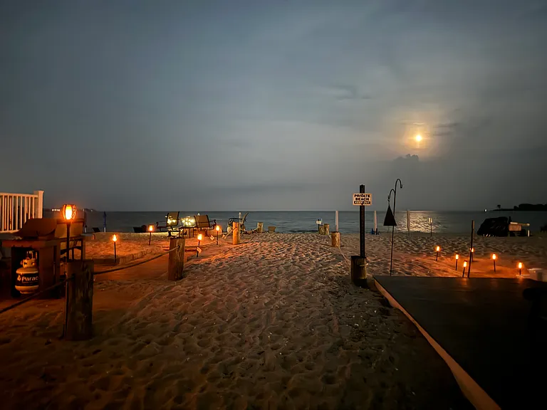 Breathtaking view of the private beach just steps across from the home