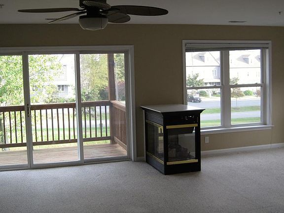 Den with gas fireplace