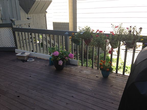 back patio opens to a shared garden
