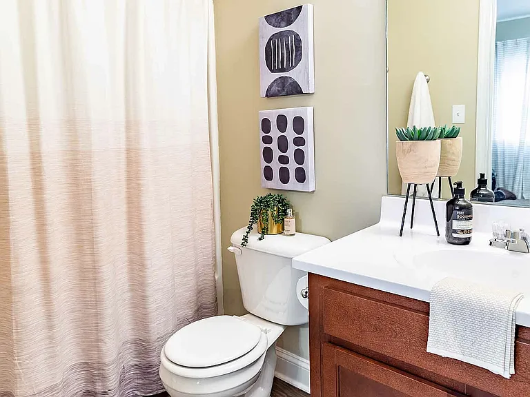 Experience luxury in this beautifully styled bathroom, perfect for relaxation.