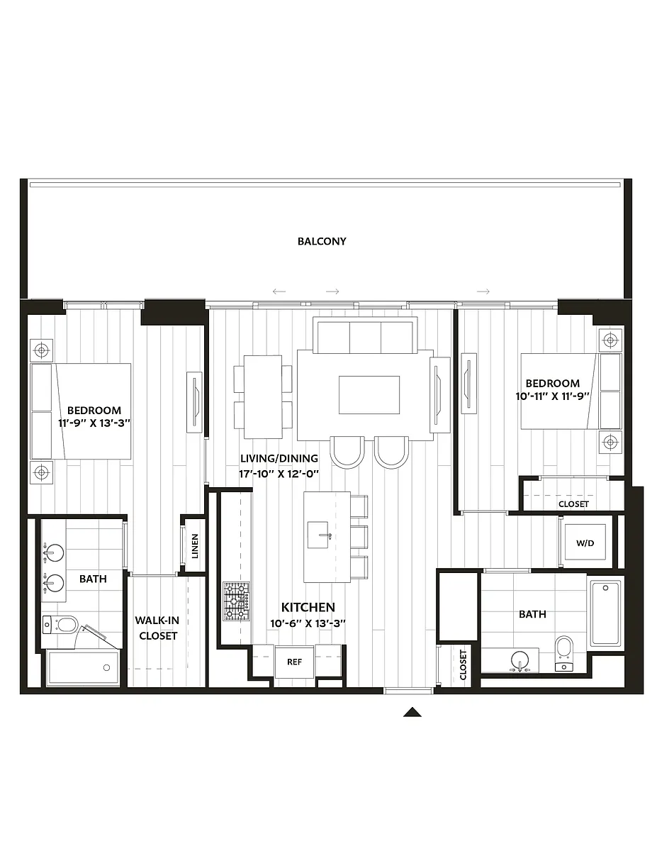 Floor plan 2 Bed/2 Bath-B1