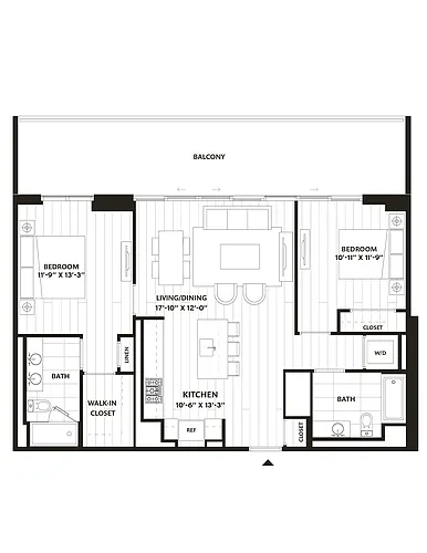 Floor plan 2 Bed/2 Bath-B1