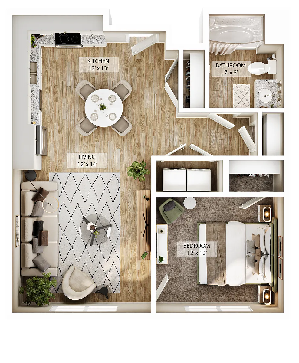 Floor plan 1 BR Vale Summit