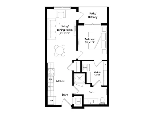 Floor plan A1 | 1 Bed | 1 Bath