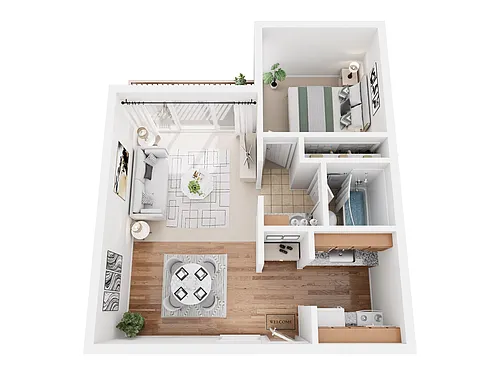 Floor plan 1 Bedroom 1 Bath