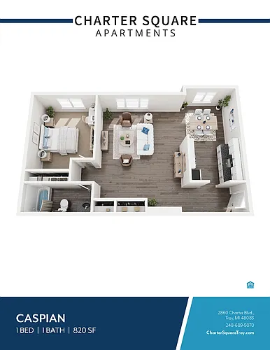 Floor plan 1 BED 1 BATH DELUXE