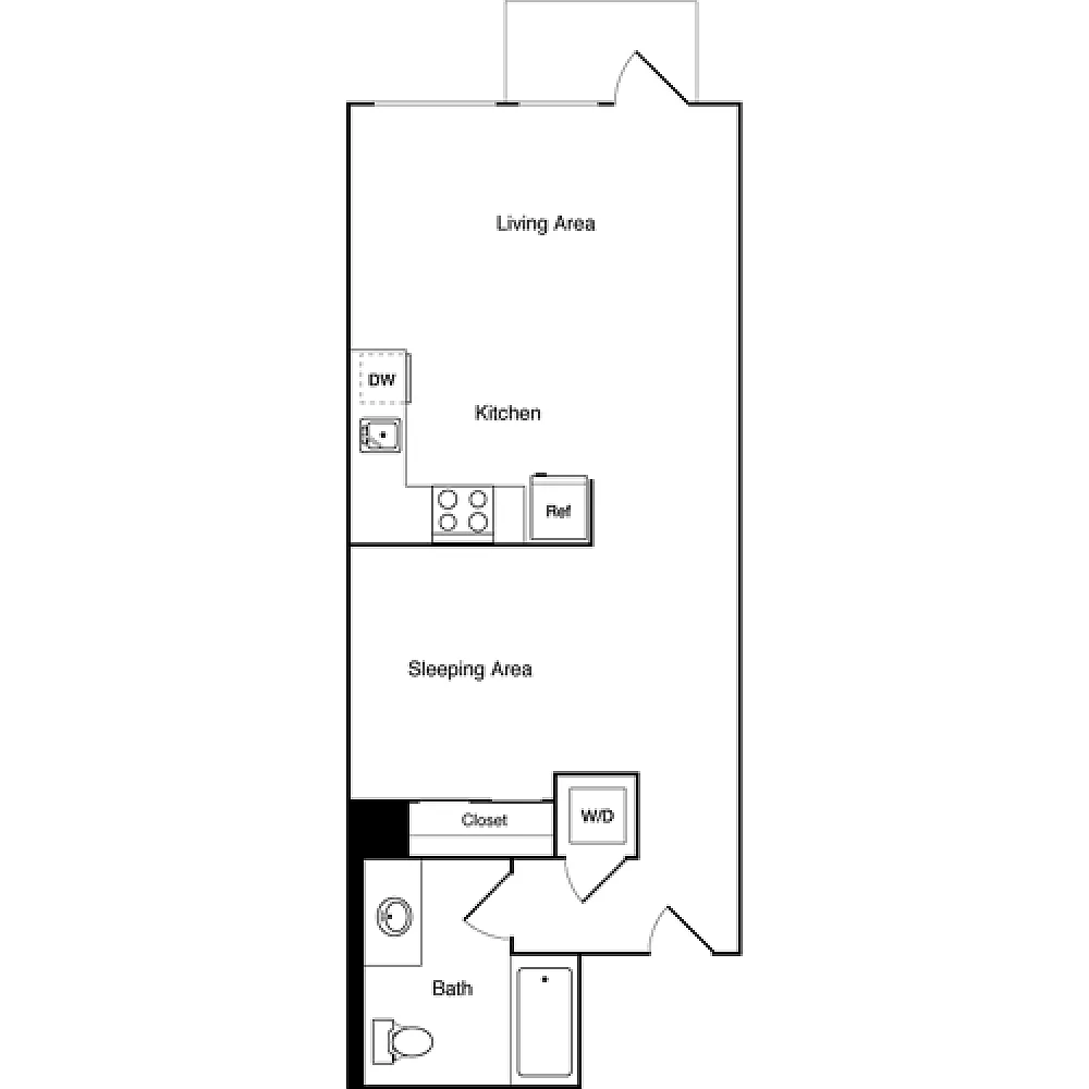 Floor plan Open 1 Bedroom B2