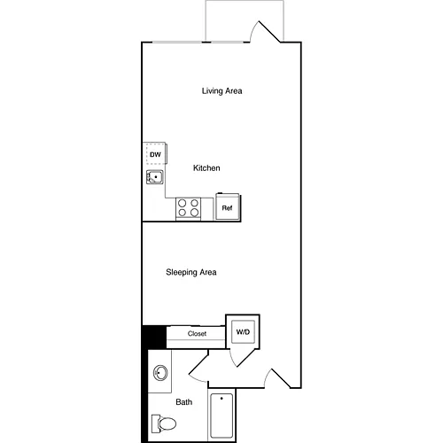 Floor plan Open 1 Bedroom B2