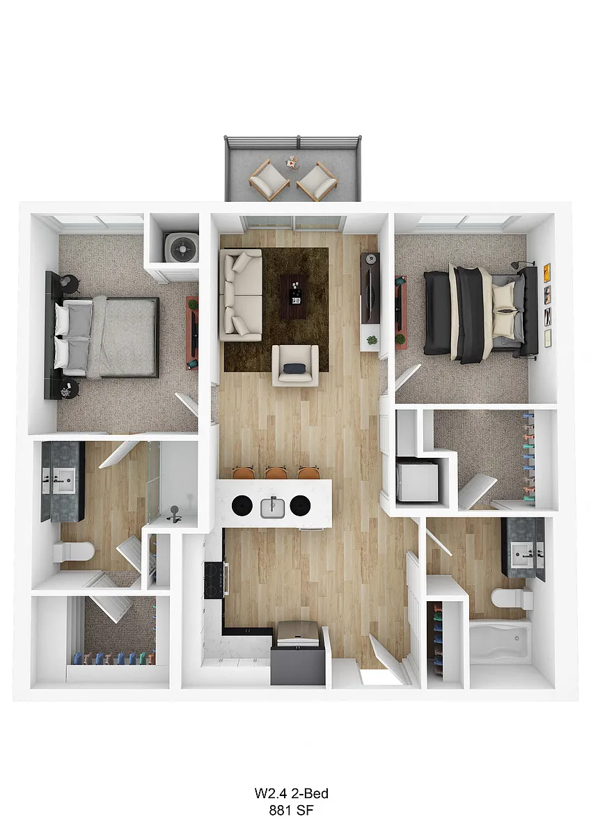 Floor plan Orlin S2.4 (2 Bedroom)