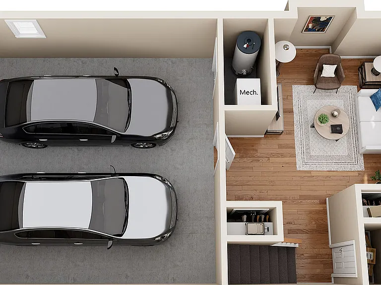 Garage Floor - Townhome TB3 | The Woodlands Apartments | Apartments in Menomonee Falls, WI Garage Floor - Townhome TB3 | The Woodlands Apartments | Apartments in Menomonee Falls, WI