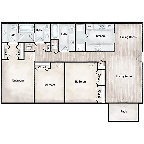 Floor plan 3 Bed 2.5 Bath