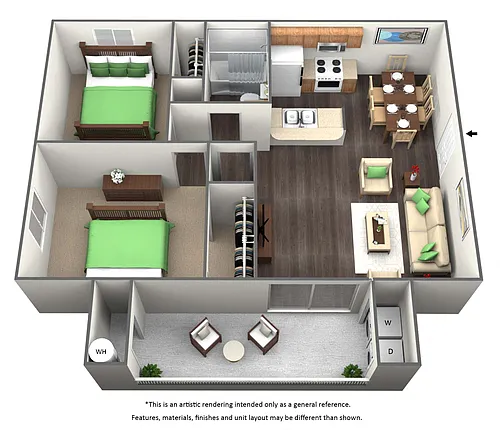 Floor plan Two Bed One Bath - B1