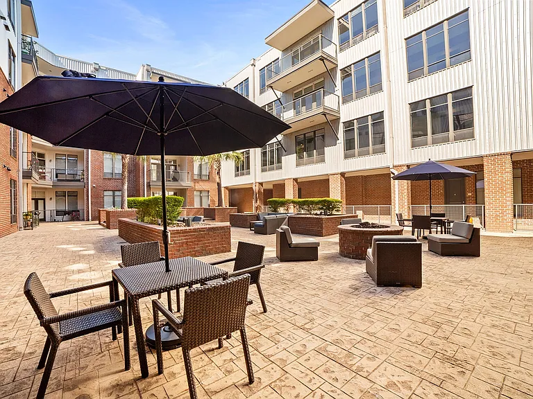 Outdoor seating in the courtyard